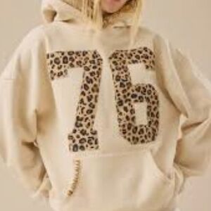 Altar'd State Cream Hoodie with Leopard Print 76